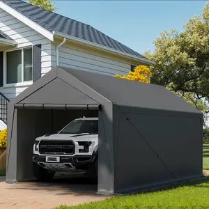 10x20 FT Carport Heavy Duty Portable Garage, Carport Canopy with Removable Sidewalls & Doors, All Weather Canopy Car Port Shed with Reinfored Steel Metal Frame for Car, Truck, Boat, Party