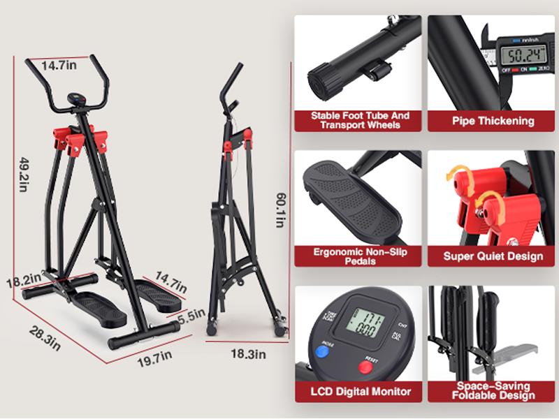 Home Space Walker Aerobic Stepper Does Not Hurt Your Knees Exercises Buttocks, Legs, Abdomen, Suitable for Men and Women Fitness Equipment