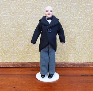 Dollhouse Grandfather or Butler Porcelain Male Man Poseable 1:12 Scale Miniature