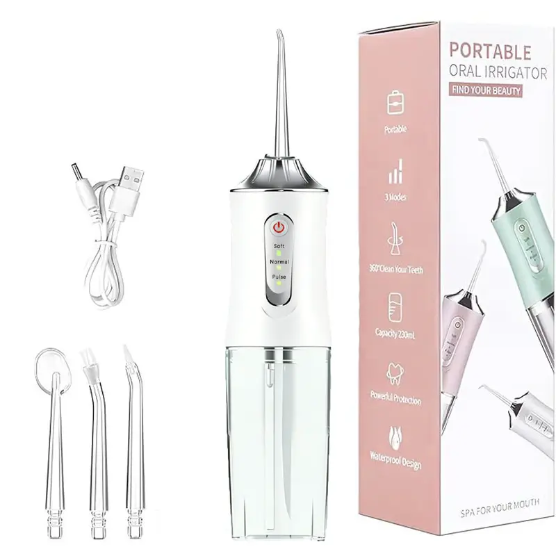 Portable Compact Plastic Electric Oral Irrigator - Rechargeable Water Flosser, 3 Cleaning Modes, IPX5 Rated Waterproof, 220ml, Daily Dental Care Tool for Sensitive Teeth, Home & Travel Appliance #TOP PICKS