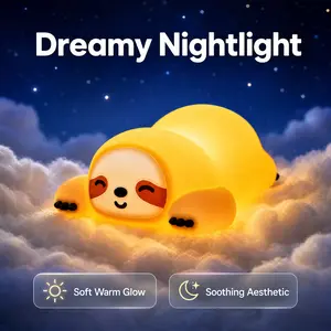 Cute Sloth Silicone Night Light, Touch-Activated Light, Cute Gift for Girls and Kids, Nursery Decor, Birthday Gift, Night Light, Cartoon, Anime, Bedside Lamp, Table Lamp, Baby Lamp, For Boys, For Kids, Soft Light, Bedroom Light, Mood Light.