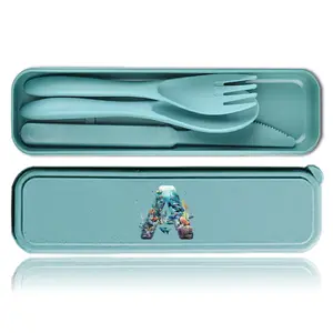Portable Wheat Straw Dinnerware Set, 3 Piece Foldable Utensils, Spoon Fork Knife, Compact Reusable, Durable, Travel Friendly