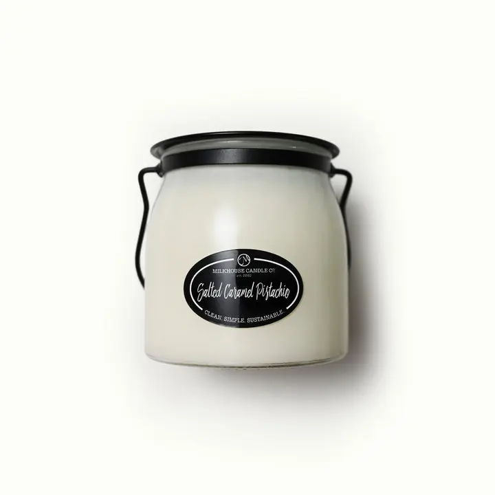 Milkhouse Candle Co. Salted Caramel Pistachio Natural Wax Candle - Multi-Size Home Fragrance Decor, Clean Burn, Non-Toxic Fall Scent, Hand-Poured in USA, Cozy Wax Item for Home Use