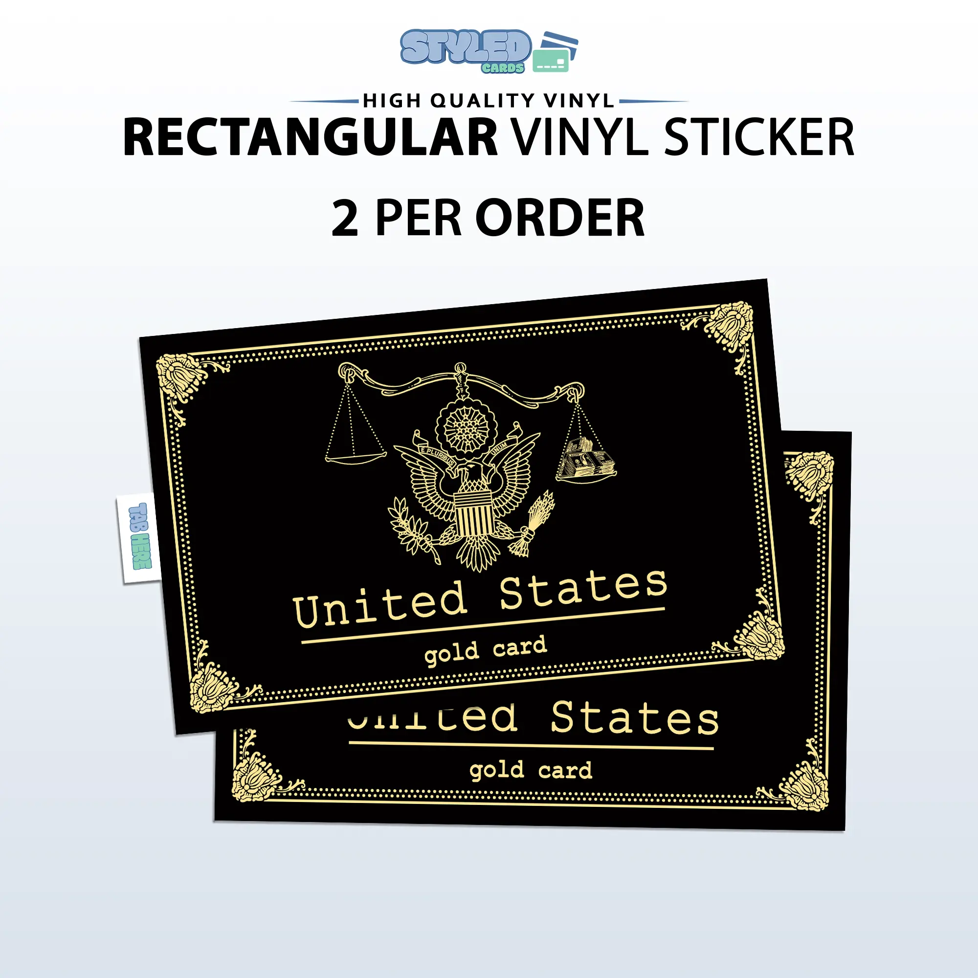 United states gold card rectangle vinyl sticker high quality vinyl and uv ink United states gold card rectangle vinyl sticker high quality vinyl and uv ink