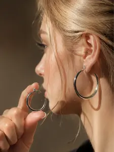 Women's 18K Gold & Silver Coated Hypoallergenic Waterproof Cubic C-Hoop Drop Earrings - Cross & Double Hoop Design, Costume Jewelry Accessories for Spring Glow-Up & Outdoor Activities