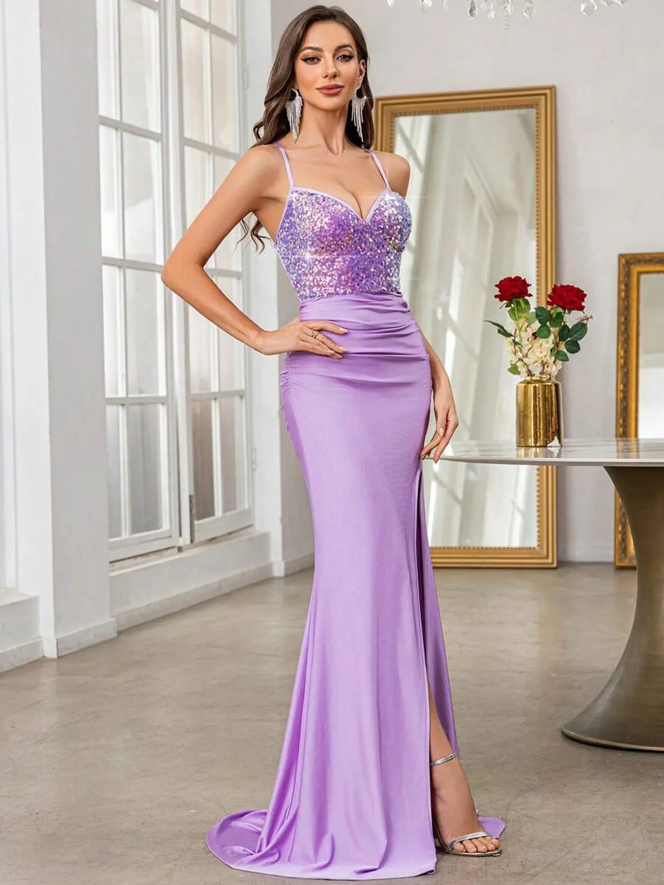 Sparkling Backless Cross-Back High Slit Mermaid Dress, Dreamy & Sexy Design, Perfect for Evening Parties, Carpet Events, High-Society Occasions - TikTok Shop Sparkling Backless Cross-Back High Slit Mermaid Dress, Dreamy & Sexy Design, Perfect for Evening Parties, Carpet Events, High-Society Occasions - TikTok Shop