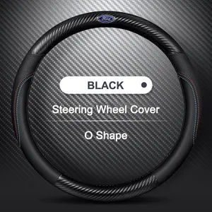 38cm Nappa Leather Car Steering Wheel Cover, Steering Wheel Protector, Carbon Fiber PU Leather, for Ford Mondeo, Focus, Raptor, Puma, Edge, Explorer, Ecosport, Ranger, F150, Kuga