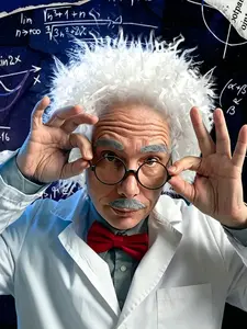 Men's Crazy Scientist Wig, Synthetic Short Curly Dad Cosplay Wig, Halloween Thanksgiving Costume, Suitable for All Skin Tones