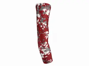 Red Digital Camo Compression Arm Sleeve - Youth & Adult Sizes, UV Protection, Ideal for Sports, Gym Use