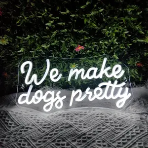 We Make Dogs Pretty Neon Sign, USB Plug Powered LED Neon Light, Decorative Light for Home, Office, Store, Coffee Shop, Restaurant, Pet Room, Kennel