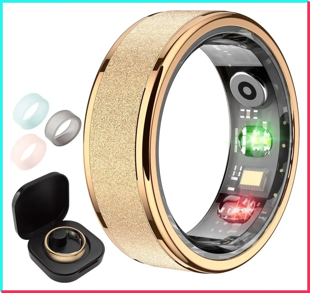 Smart Ring with Sleep Health, Skin Temperature Tracking, 5ATM Water Resistance (Rose Gold, Size 9)