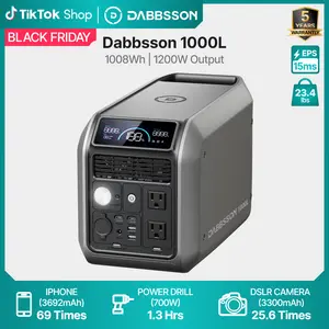 Dabbsson 1008Wh Portable Power Station 1200W Output LiFePO4 Battery USB-C USB-A Fast Charge Solar Generator for Home Emergency Power Backup Offgrid Camping RV