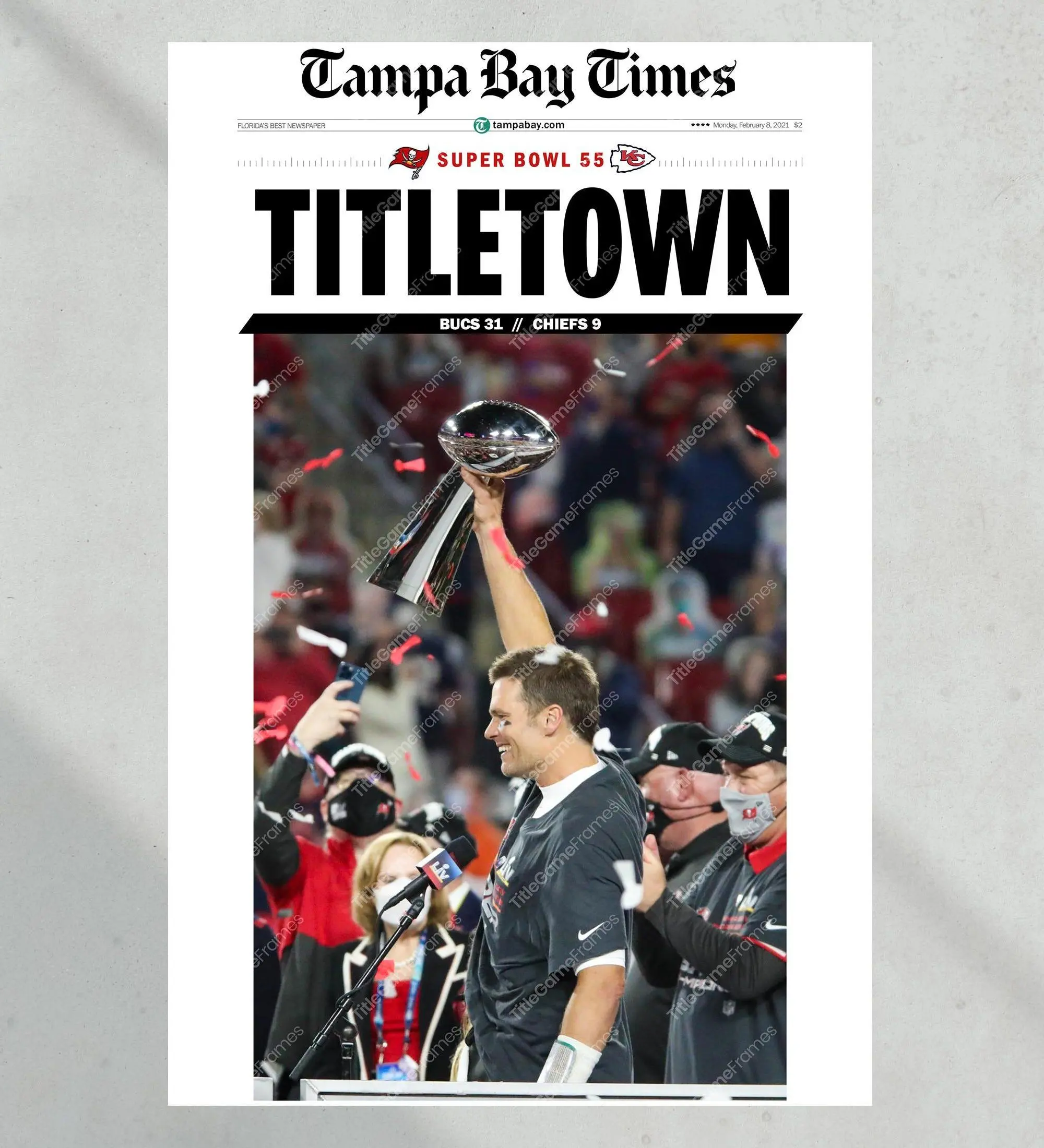 2021 Tampa Bay Buccaneers NFL Super Bowl Champions 'TITLETOWN!' Unframed Poster Print