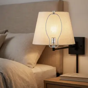 Lamp Shades, Standard Lamp Harp Holder, circular bracket for lamp shade, Modern Polished Lamp Harp (Gold/Silver), Stable Shade Holder Bracket with Finial, Decorative & Functional Lighting Part for Cafe, Office, and Home Lighting Fixtures, Easy To Use