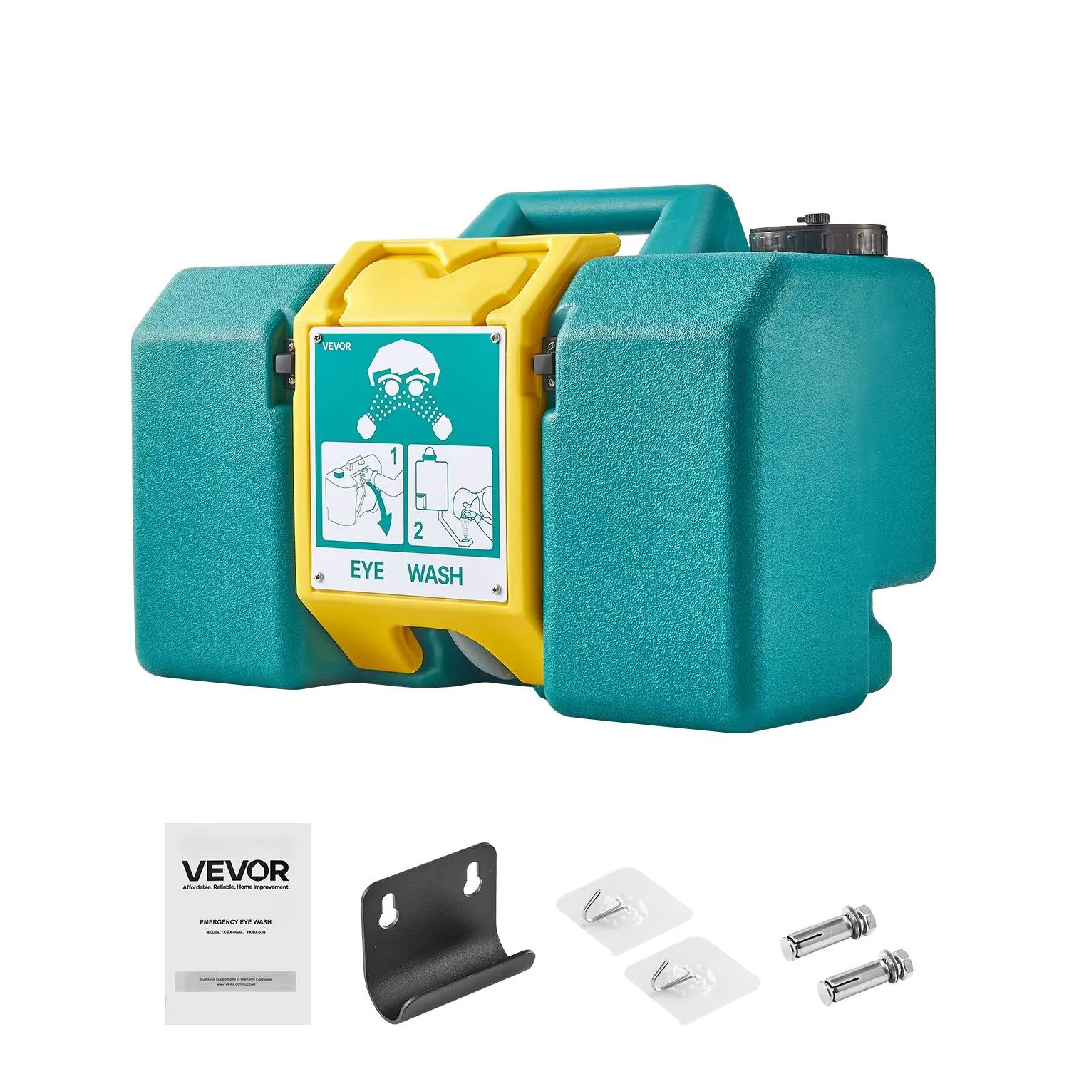 VEVOR Portable 8 Gal OSHA-Approved Emergency Eye Wash Kit, Wall-Mounted/On Flat Surface Unit with 2 Sprays, First Aid Solution for Labs, Factories