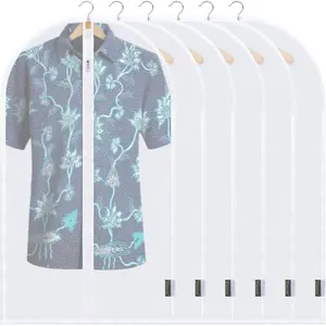 40'' Translucent Garment Bags, 6 Packs PEVA Dress Bag for Closet Clothes Dresses Suit Coats Storage (White, 6PK)