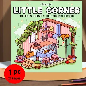 Cozy Corner Cute Coloring Book for Adults & Kids - 22 Easy Coloring Pages, 120GSM Thick Paper No Bleed Through, Odorless Glue Binding, Stress Relief Relaxing Art for All Ages