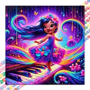1 DIY Diamond Painting Kit, 5D Diamond Art Set, DIY Decoration, Rainbow Piano Keys, Dreamy Flowers, Colorful Lines, Full Round Diamond Mosaic, Diamond Art, DIY Art Home Decoration, Suitable for Christmas.