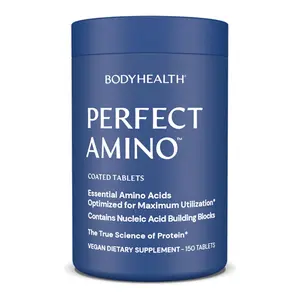 BodyHealth PerfectAmino (150 ct) Easy to Swallow Tablets, Essential Amino Acids Supplement with BCAAs, Vegan Protein for Pre/Post Workout & Muscle Recovery with Lysine, Tryptophan, Leucine, Methionine