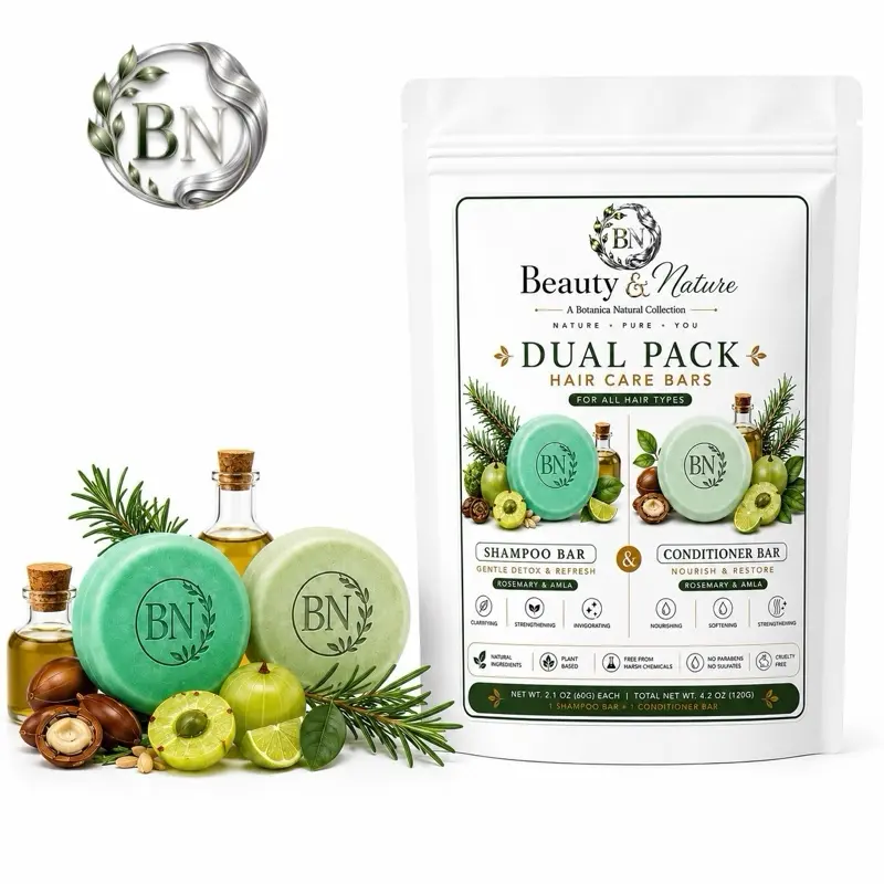 BN Rosemary & Amla Dual Shampoo Conditioner Bar – 60g Beauty & Nature | A Botanica Natural Collection