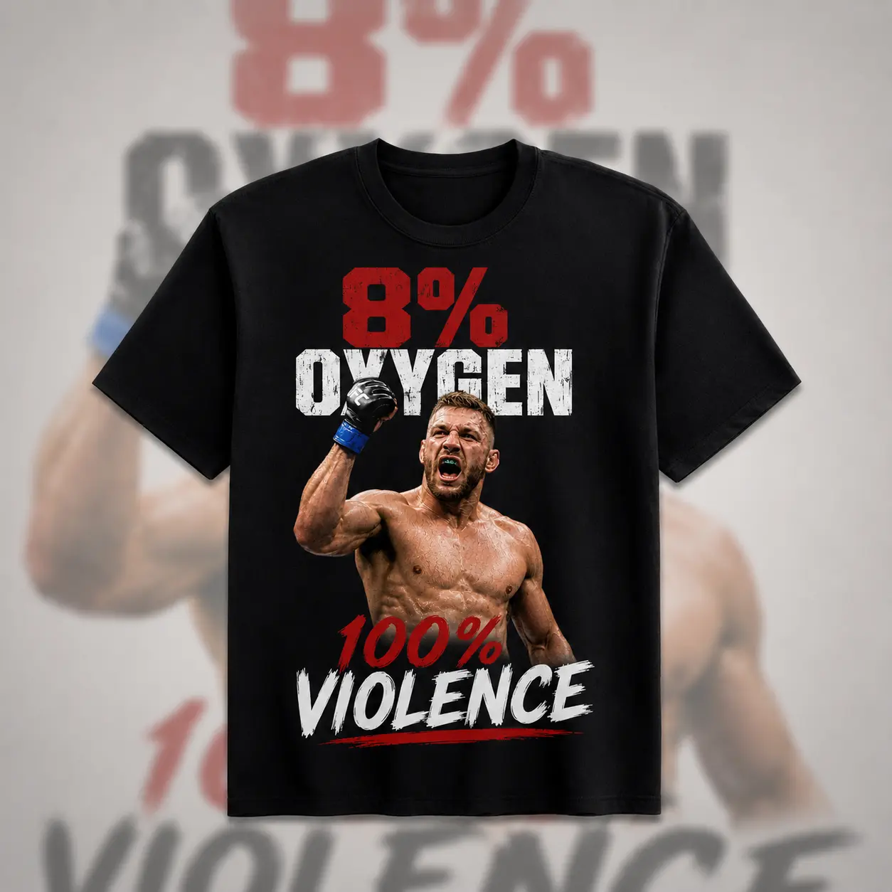 Dricus Du Plessis 8% Oxygen 100% Violence Unisex T-Shirt, UFC Meme Graphic Tee, Gildan 5000 Heavy Cotton Shirt, Classic Fit Fight Sports Gift for MMA Fans