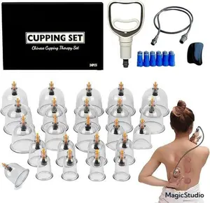Cupping Set, 24 Cups Cupping Kit for Massage Therapy, Chinese Cupping Therapy Set with Magnetics, Professional Vacuum Cupping Set for Cellulite Reduction Muscle Pain Relief with Manual Pump