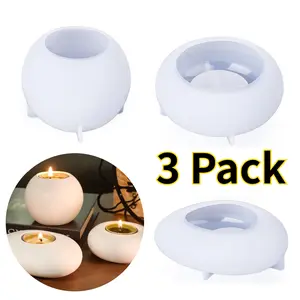 3 Pack Tealight Candle Holder Resin Molds - Large Sphere Epoxy Resin Molds for DIY Wedding Home Table Decor - Perfect for Crafting Unique Centerpieces and Ambiance Lighting