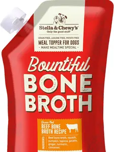 Stella & Chewy's Bountiful Bone Broth Grass-Fed Beef Recipe Meal Topper for Dogs, 16 Oz. Resealable Pouch