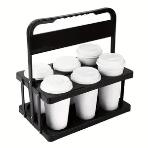 Foldable Reusable Plastic Drink Carrier with Handle - Portable Suitable for Car, Food Delivery Bag Holder, Compatible for GrubHub/Doordash Accessories, Cup Holders for Drinks, for, Office, Travel, Reusable Cup Carrier