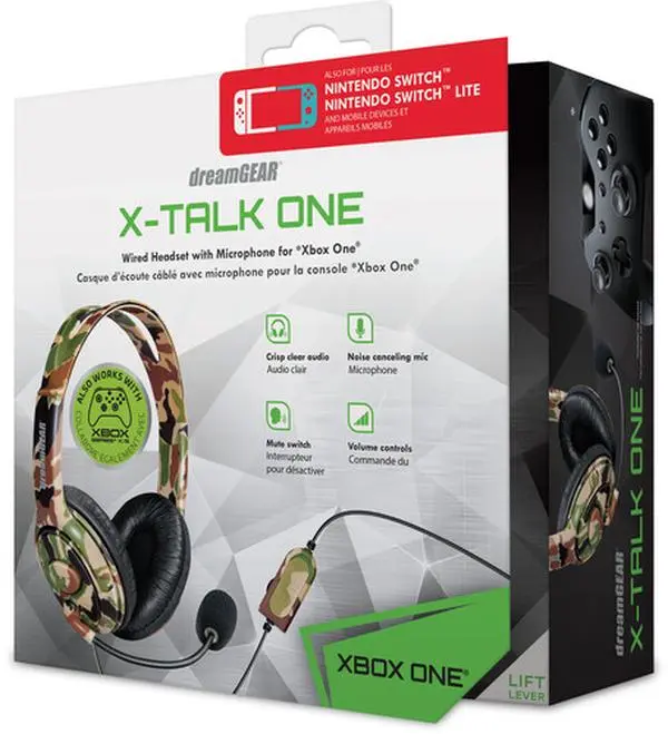 XBOX Accessory:  Wired Headset - DreamGear X-Talk Headset with Boom Mic - Camo:  Compatible with PC, Switch, PS5, XBOX X|S  [GAMES ACCESSORIES] Xbox One, Camouflage