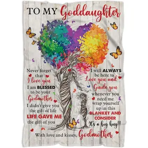 To My Goddaughter Tree Blanket Throw, Goddaughter Gifts from Godmother, Christian Gift for Goddaughter from Godmom, Mothers Day Birthday Gifts, Goddaughte