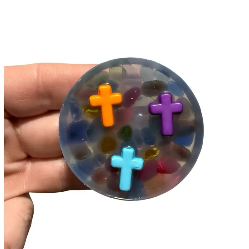 Pickable Pebble Pads Faith & Focus Minis Pack of 5 Non Toxic Silicone Fidget Pads with Cross & Pebbles for ADHD Anxiety Stress Relief