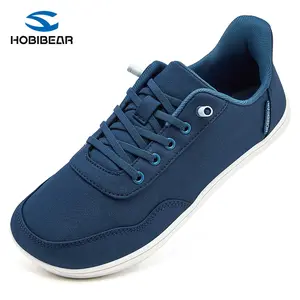 HOBIBEAR Womens Mens Free Slip On Sneakers Comfort Wide Minimalist Barefoot Canvas shoes Casual Closed sporty shoe Training Trainer Rubber Dark Blue