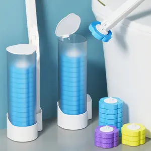 1set of Wall-Mounted Disposable Toilet Brush Set, Antimicrobial Cleaner, Long-Handle Bathroom Tool, Replaceable Heads, Hygienic Cleaning Brushes, Toilet Wand