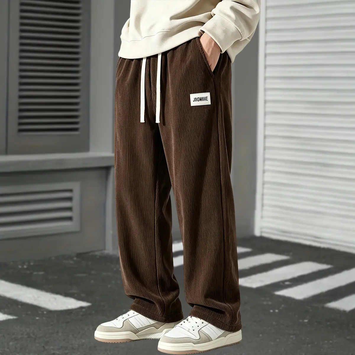 Men’s casual drawstring long pants, solid color and comfortable; loose casual trousers suitable for sports and everyday wear—essential men’s clothing, men’s bottoms, menswear.