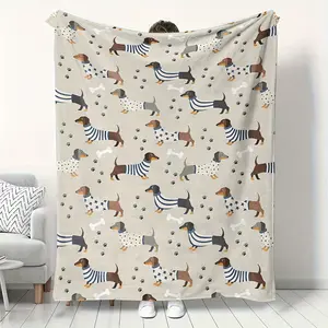Ultra-Soft Dachshund Dog Throw Blanket Cozy, Warm Versatile for All Seasons Perfect for Couch Bed Sofa Office and Travel Flannel Fabric Ideal Gift for Pet Lovers