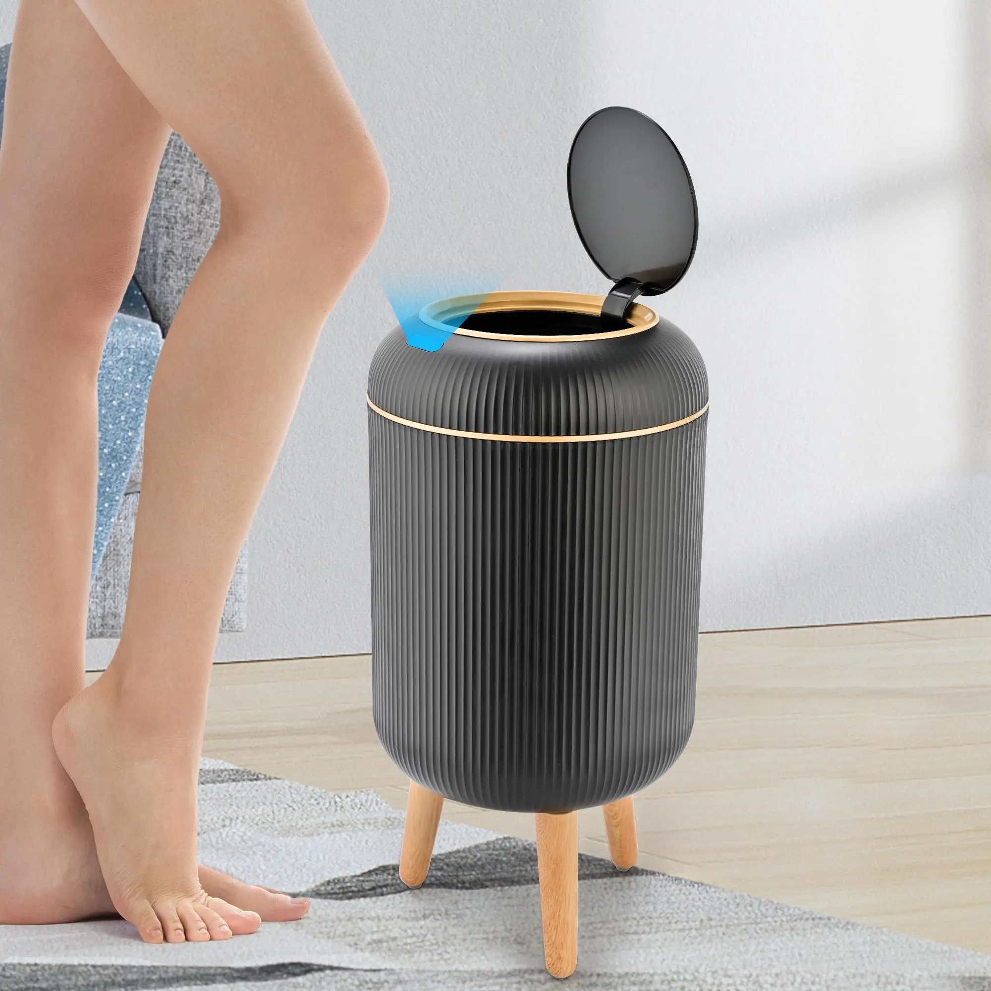 Modern Smart Sensor Trash Can with Lid – 10L Touchless Automatic Garbage Bin for Bathroom, Kitchen & Bedroom – Sleek, Odor-Sealed, Waterproof & Space-Saving Wastebasket for Home & Office Use