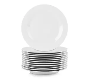 Elama Professional Kitchen 12Pc Porcelain SaladPlate Set White Elama Professional Kitchen 12Pc Porcelain SaladPlate Set White
