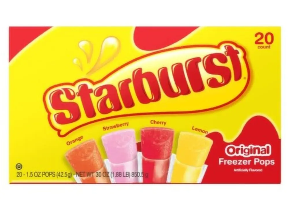 Starburst Juicy Fruit Sweet Candy Snack Freeze Pops, 1 Pack of 20