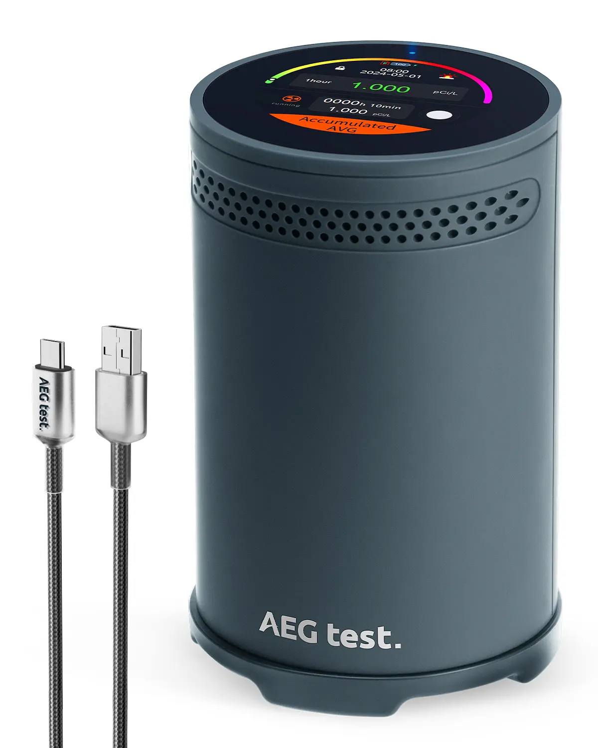 AEGTEST HOUND-3699 Radon Detector 10-Minute Updates Audible & Visual Alarm Touchscreen Display Long-Term Monitoring Portable Safety Home Use