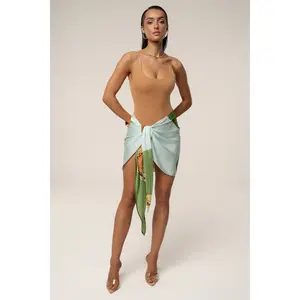 Green Tropical Print Golden Shores Wrap Sarong