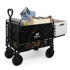 Whitsunday Collapsible Wagon, Double Decker Wagon with Tailgate, Foldable Heavy Duty Foldable Wagon Cart with Wheels, Beach Wagon for Camping, Sports, Shopping, Garden Black