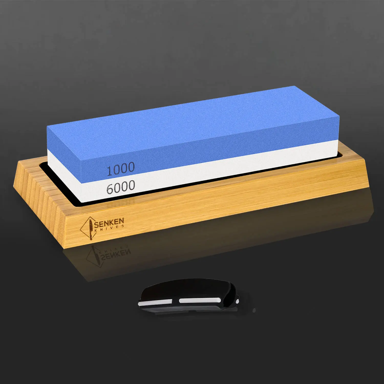 1000 / 6000 Grit Japanese Whetstone Kit with Angle Guide and Bamboo Case - Premium Dual-Sided Knife Sharpening Stone (Sharpening + Honing)