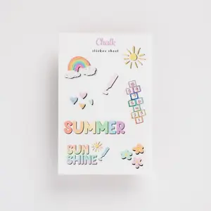 Chalk Sticker Sheet for Journal Planner Decorative High Quality Stickers with Summer Sun Shine Rainbow and Hearts