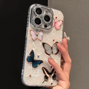 Energetic Butterfly Design Phone Case with Lens Frame Compatible with iPhone X/XS/11/12/13/14/15/16 and iPhone 16 Pro Series