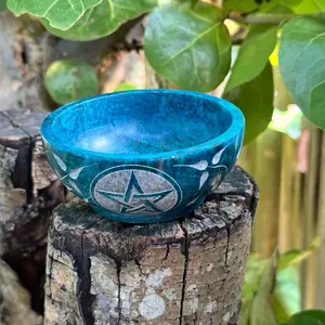 Turquoise Pentacle Soapstone Smudge Bowl