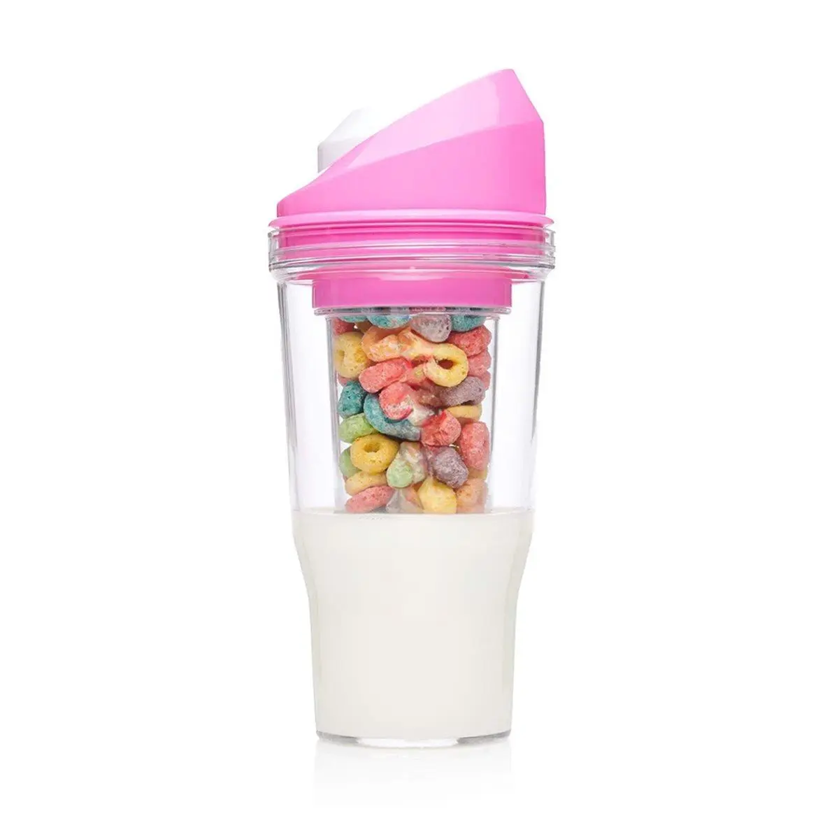 Portable Plastic Cereal Cup to Go Cereal and Milk Container No Spoon or Bowl Required for Breakfast Easy to Carry