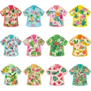 48Pcs Hawaiian Flower Shirt Cutouts Tropical Theme Paper Cut-Outs for Summer Bulletin Board Party Home Office School Classroom Decorations