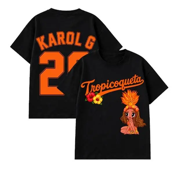 Reggaeton Fan Heavyweight Cotton Graphic Tee Tropicoqueta Carnival Dancer Print Y2K Retro Latin Pop Style Crewneck T-Shirt Streetwear Casual Concert Tour Gift