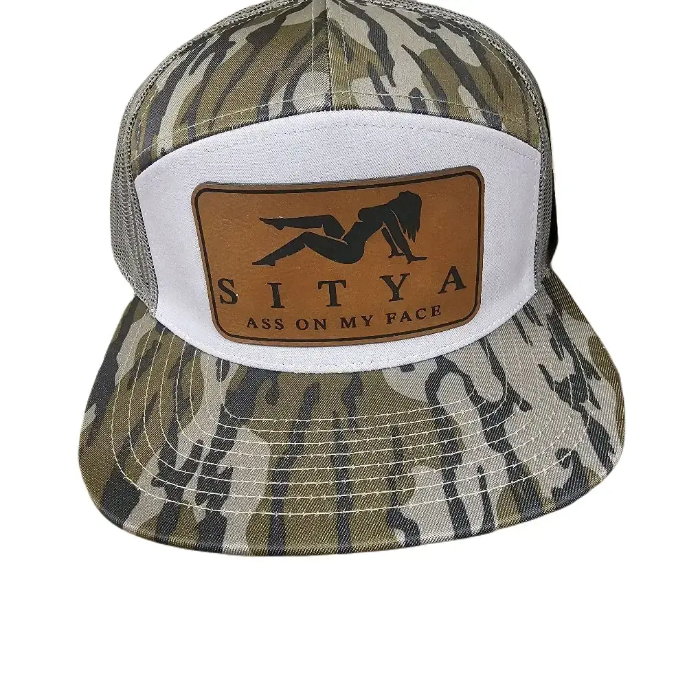 Sitya Limited Richardson 168 Mossy Oak Camo Premium Caps Embroidered Trucker Hat with Leatherette Patch